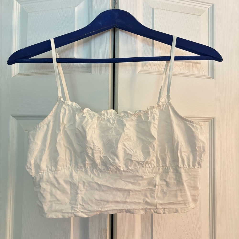 H&M White Smocked Ruffled Camisole
